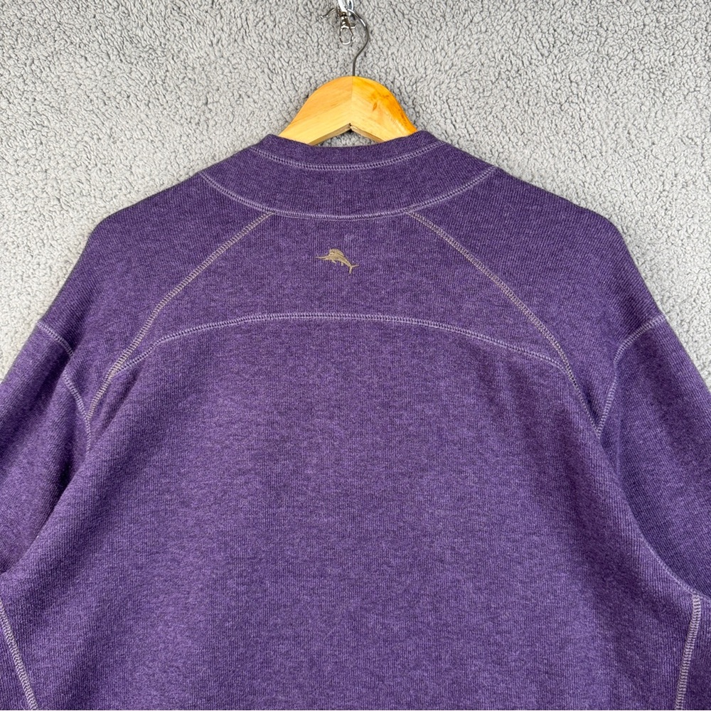 Tommy Bahama Sweater XL Brown/Purple Reversible Cable-Knit Heavyweight 1/4 Zip - Picture 15 of 16